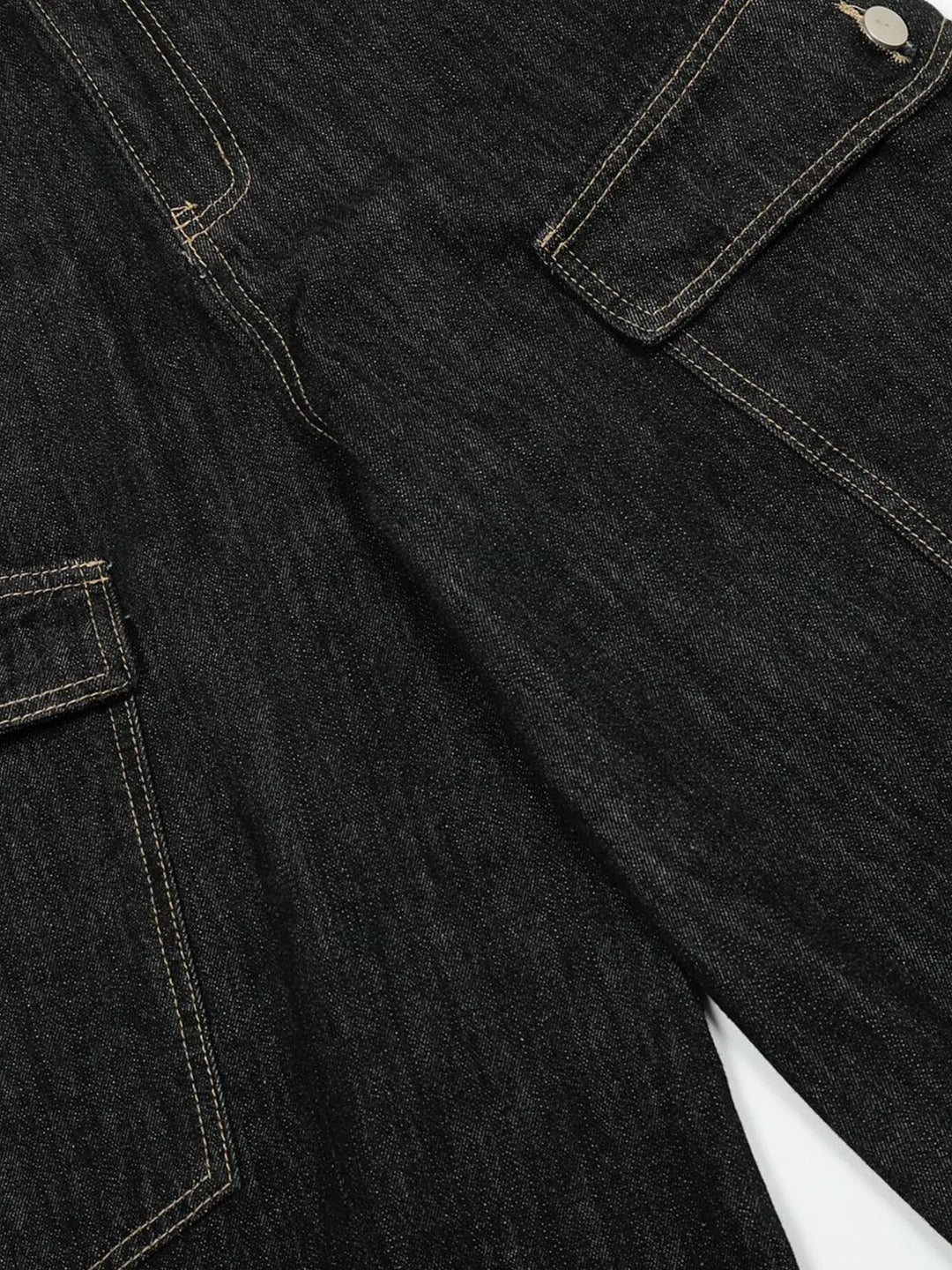 Men's Washed Curved Jeans with Contrast Stitching
