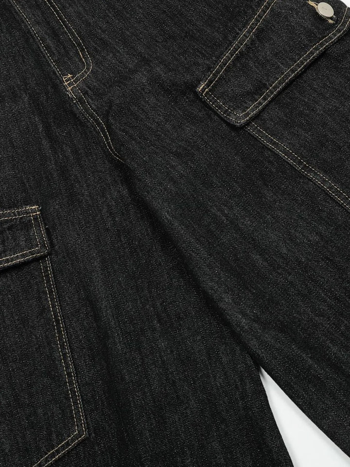 Men's Washed Curved Jeans with Contrast Stitching