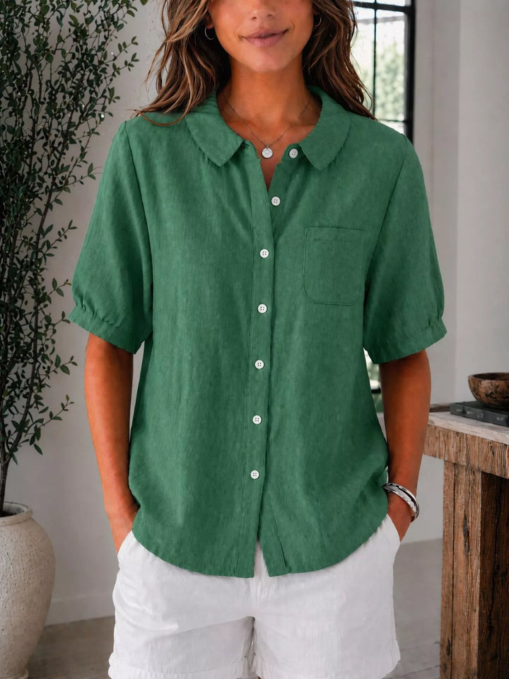 Full Size Button Up Short Sleeve Shirt Plus Size
