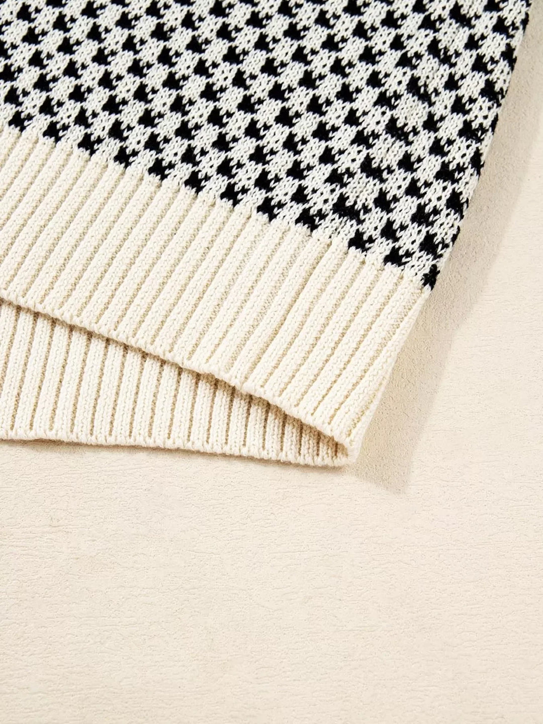 Contrast Color Pattern Lantern Sleeve Sweater