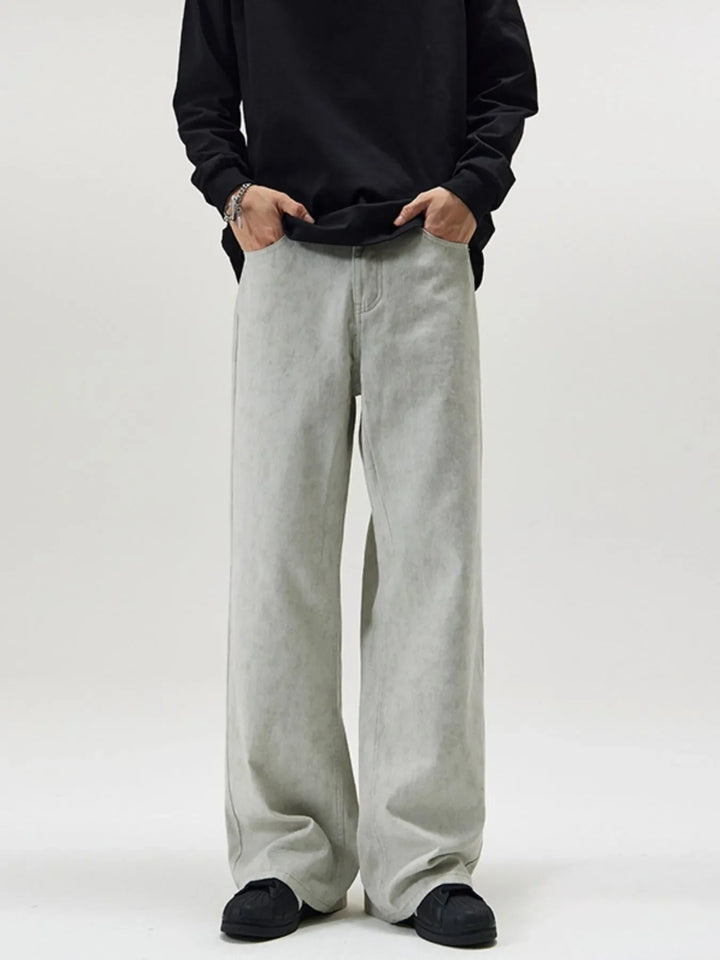 Men's Full Size Washed Wide Leg Pants Plus Size