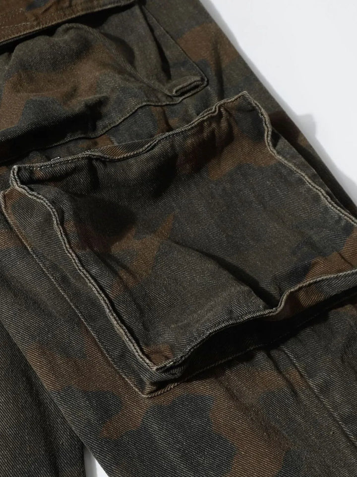 Men's Vintage Camo Cargo Wide Leg Jeans
