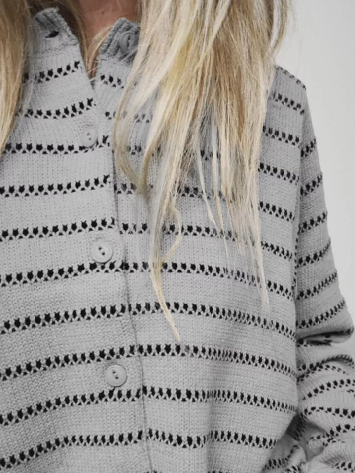 Striped Button Up Cardigan