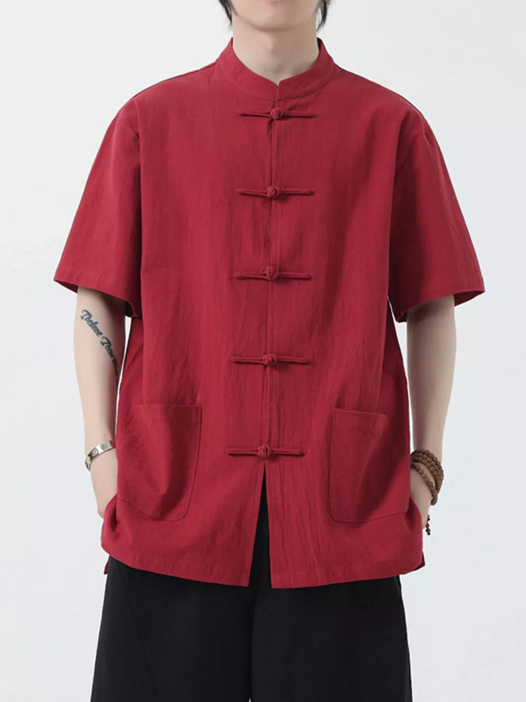 Men's Plus Size Chinese Style Short-Sleeve Shirt
