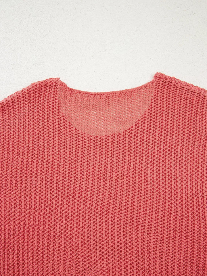 Crochet Hollow Out Long Sleeve Knit Top