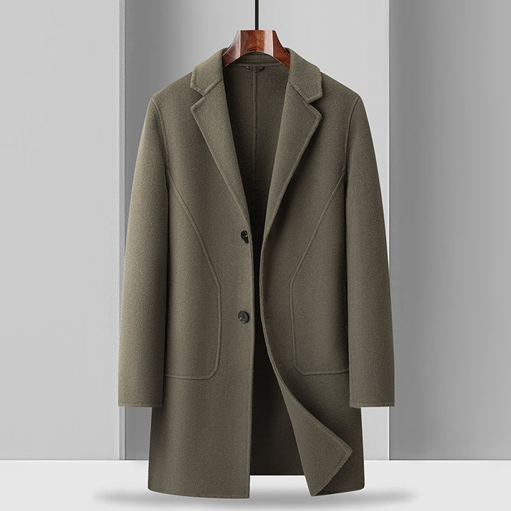 Men's Mid-Length Double-Faced Wool Coat