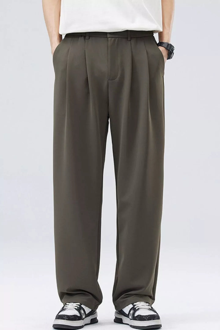 Men's Full Size Loose Fit Casual Pleated Pants Plus Size