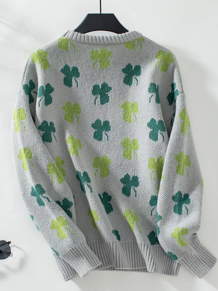 Clover Round Neck Long Sleeve Sweater