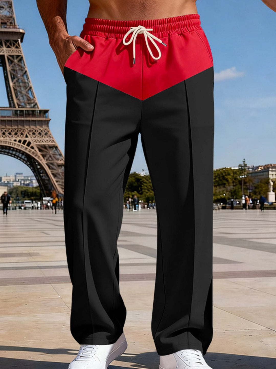 Men's Full Size Two-Tone Relaxed Fit Pants Plus Size
