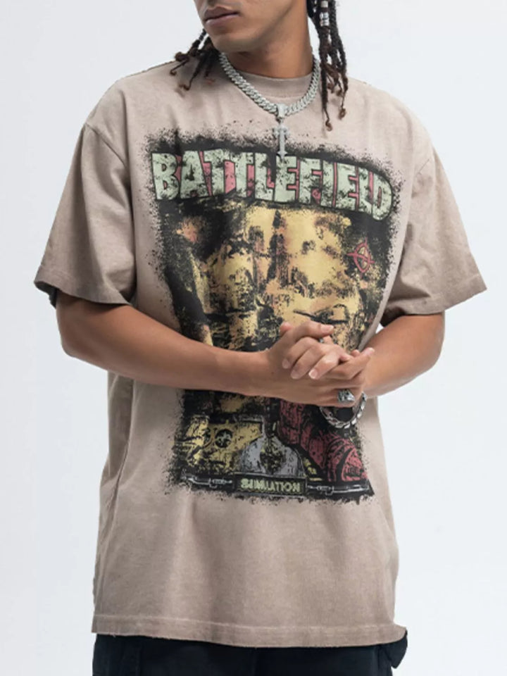 Men's Graphic Round Neck Short Sleeve T-Shirt