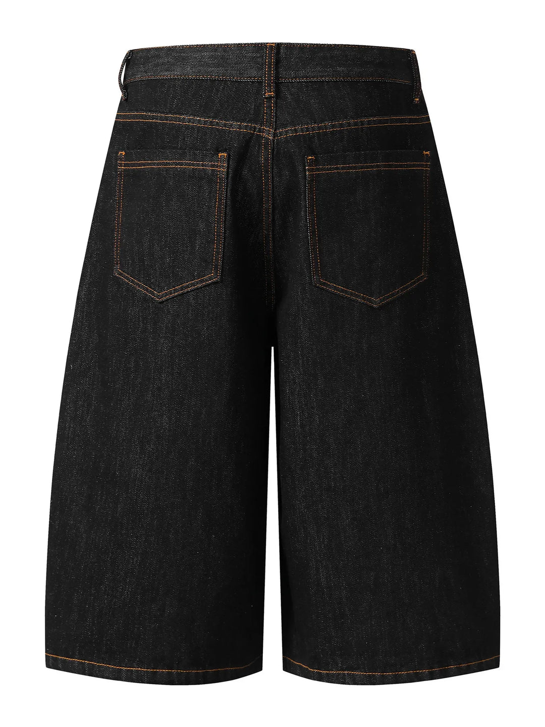 Men's Wide Leg Denim Shorts with Embroidered Pocket Detail