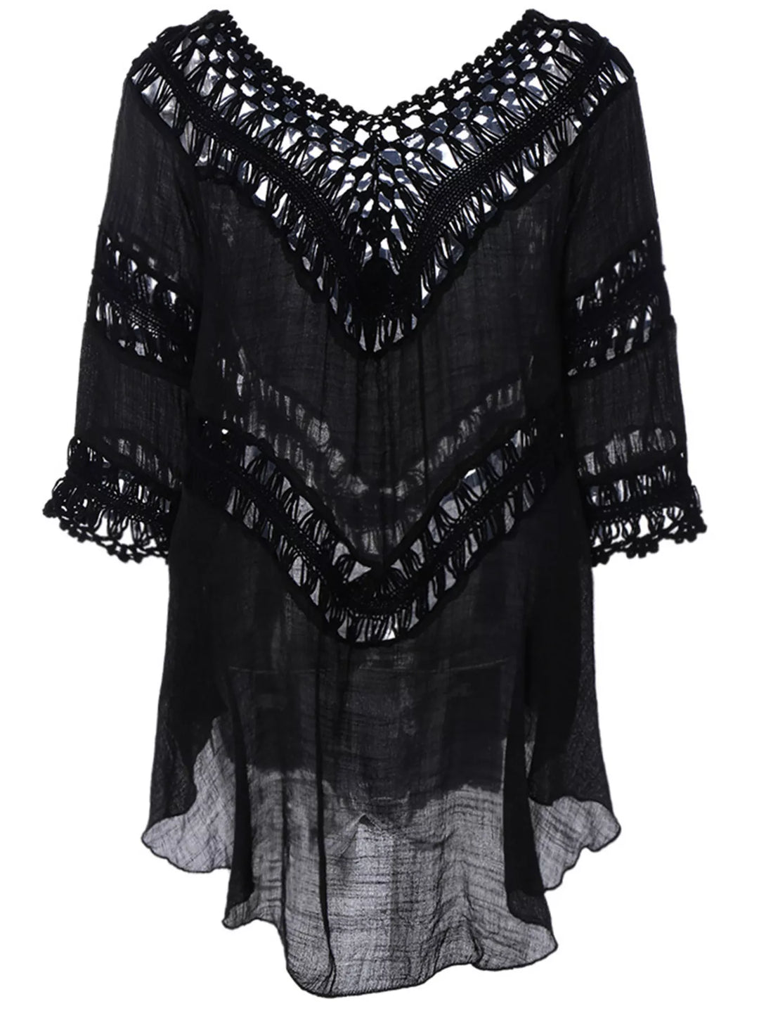 Crochet Trimmed Flowy Cover Up Dress