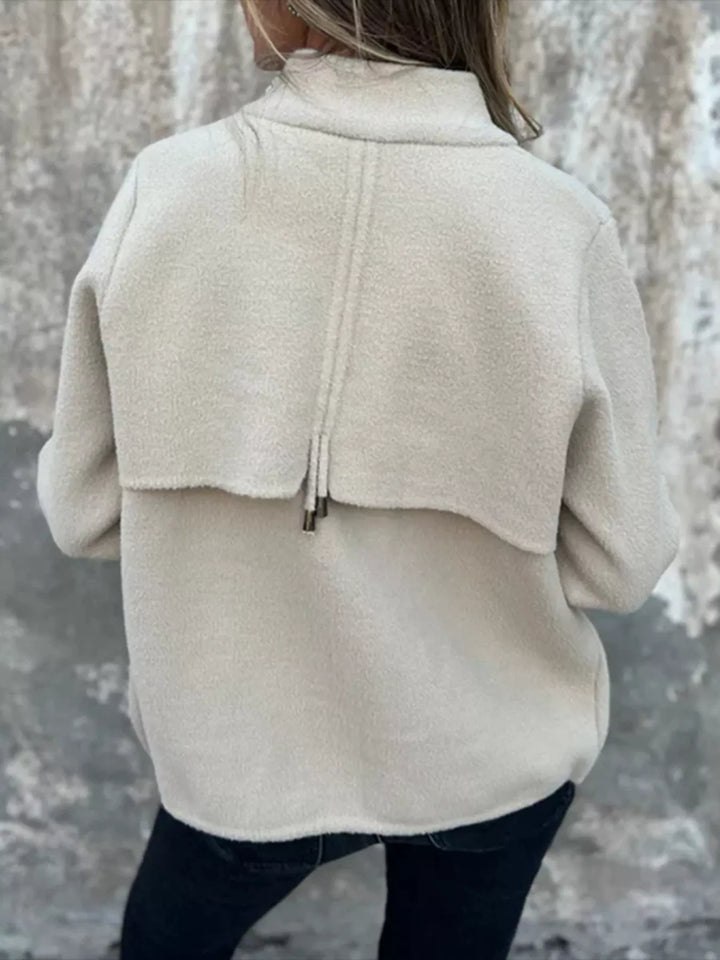 Full Size Textured Knit Zip Up Outerwear Plus Size