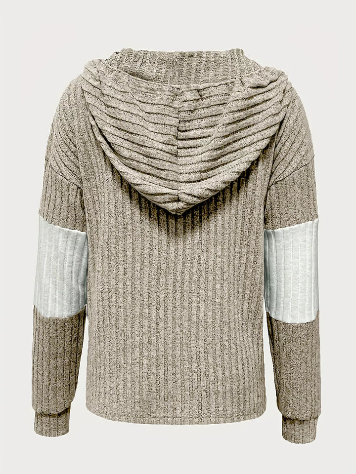 Color Block Drawstring Long Sleeve Hoodie