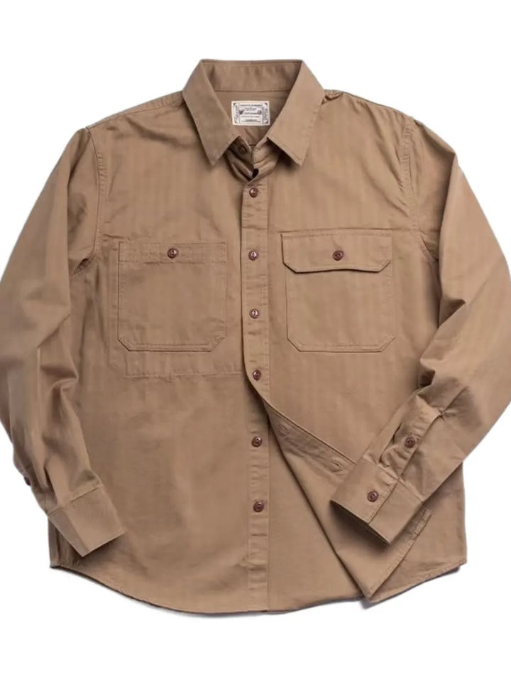 Men's Button Down Long Sleeve Shirt with Chest Pockets