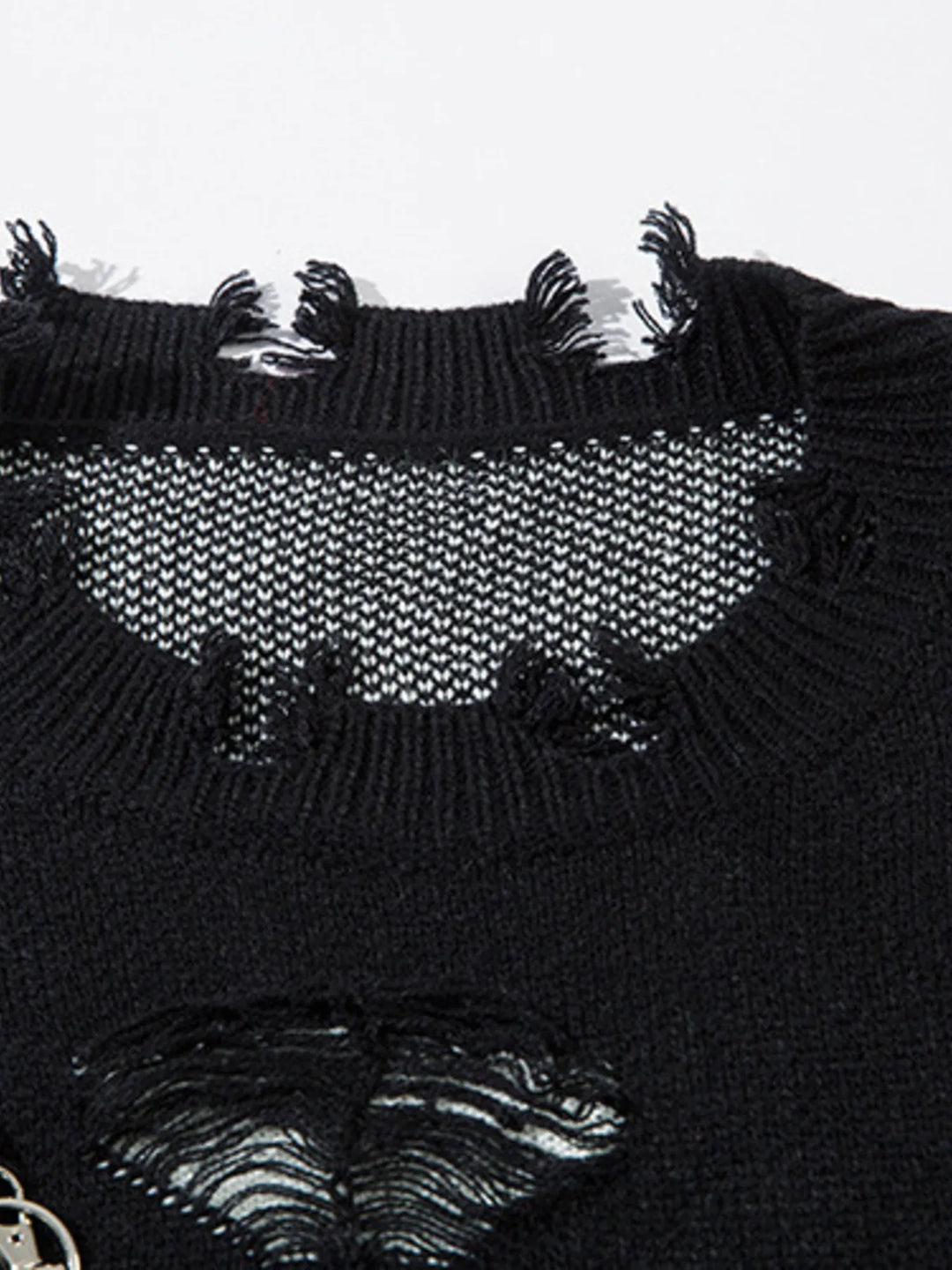 Men's Distressed Chain Detail Oversized Sweater