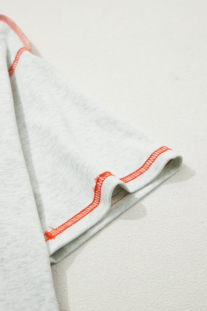 Light Grey Reversible Contrast-Stitched T-Shirt