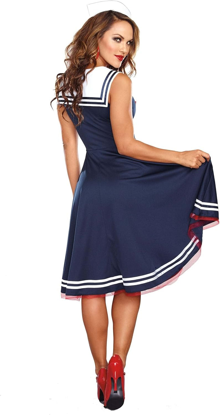 All Aboard Sailor Costume - Women's Vintage Nautical Dress with Hat