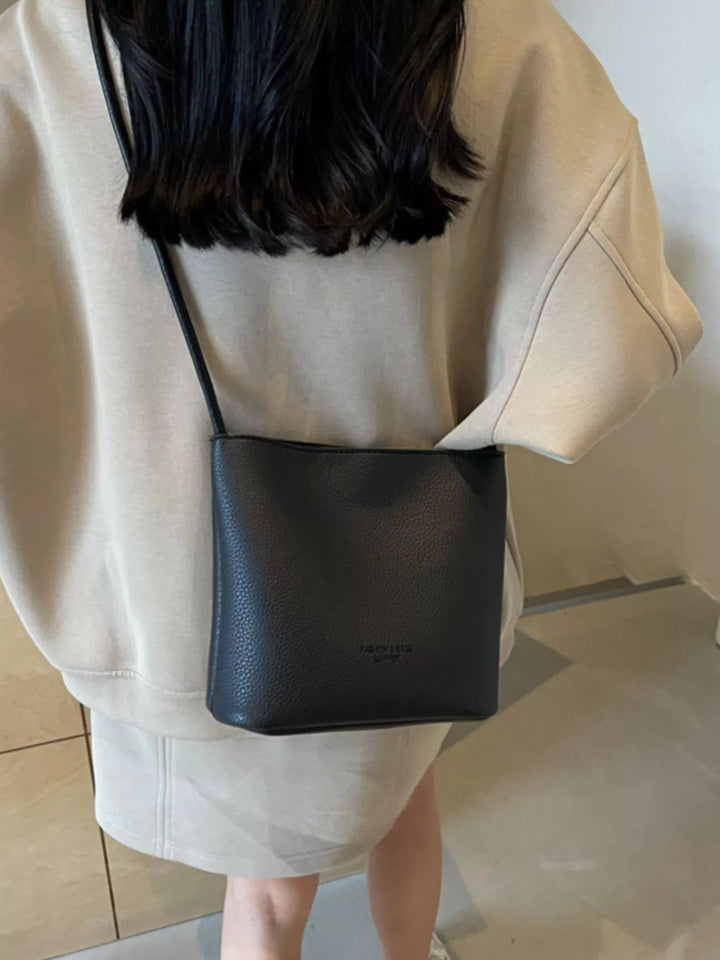 Leather Bucket Crossbody Bag