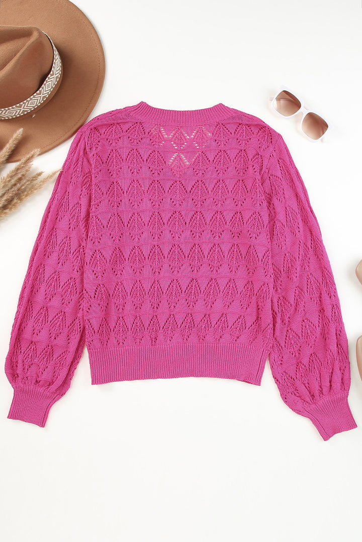 Rose Lightweight Buttoned Front Crochet Cardigan