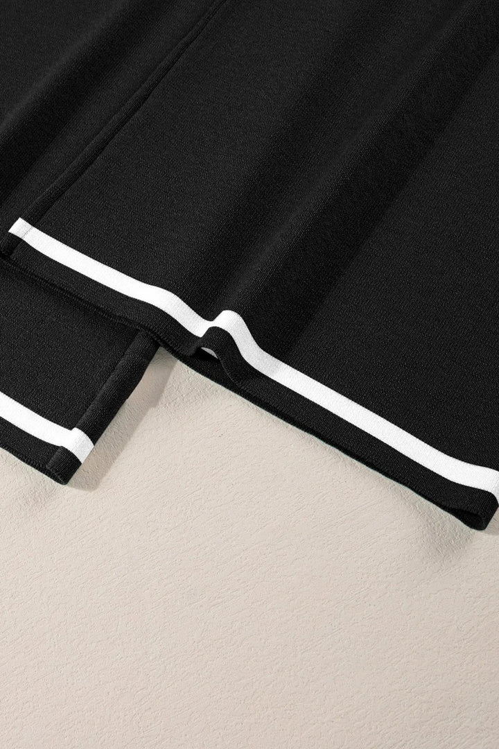 Contrast Trim Round Neck Top and Pants Set