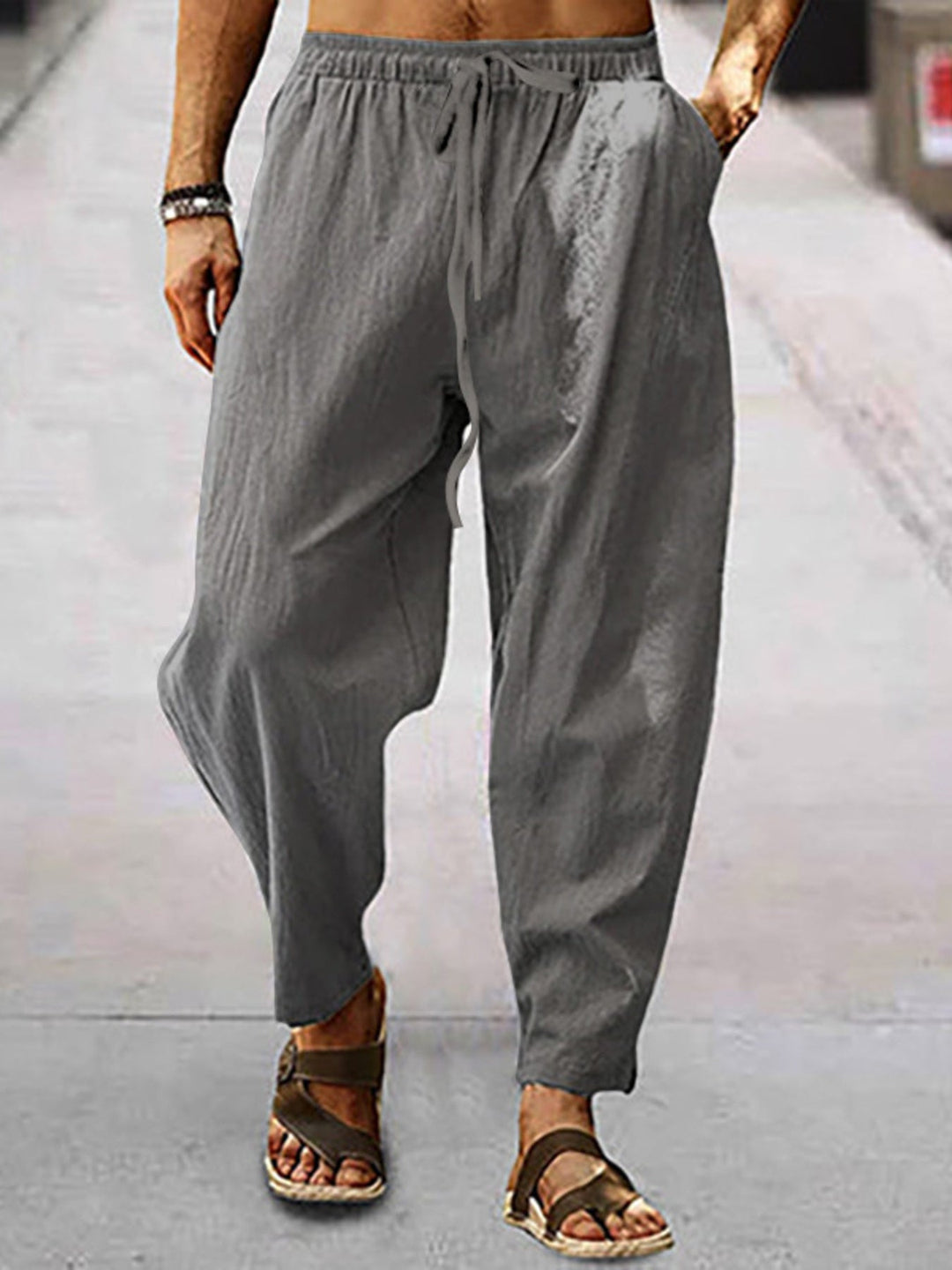 Men's Full Size Drawstring Wide Leg Pants Plus Size