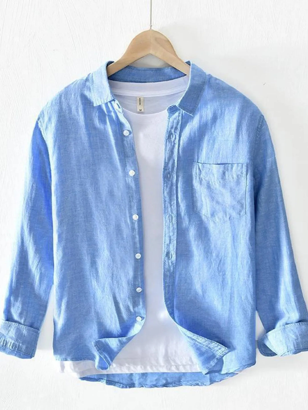 Men's Plus Size Button-Up Shirt with Chest Pocket