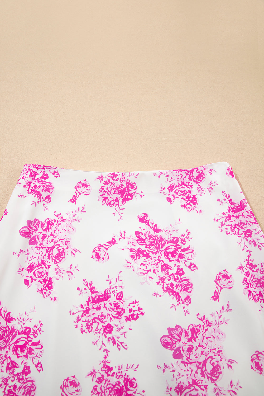 Jupe longue fendue à volants taille haute à fleurs style bohème rose
