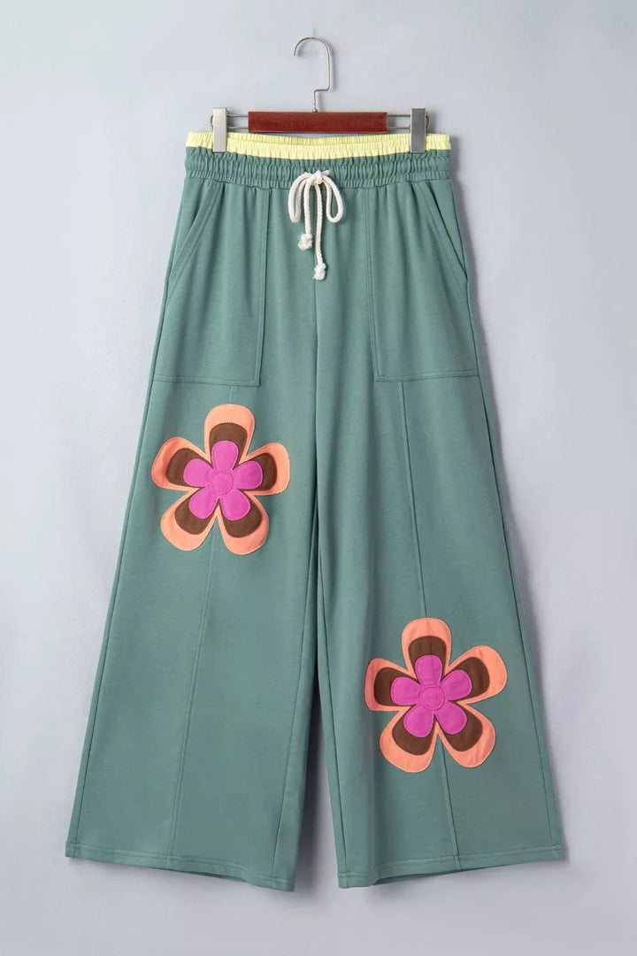 Floral Patchwork Wide Leg Pants