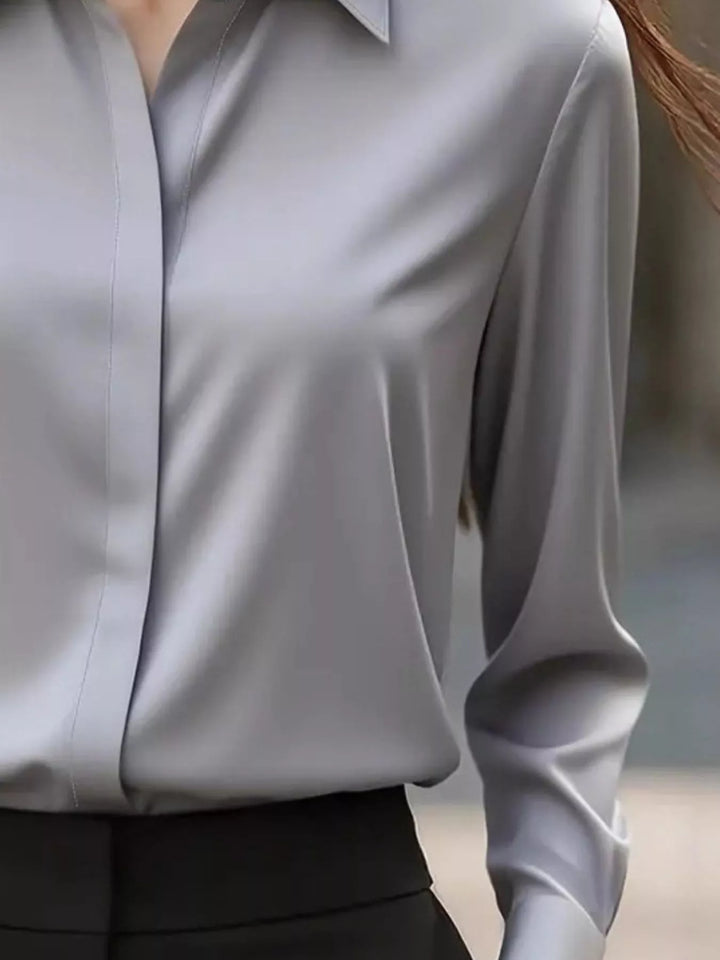 Button Down Collared Neck Long Sleeve Shirt