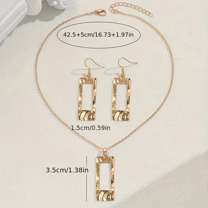 Elegant And Unique Brass Jewelry Set With Zircon Earrings And Necklace