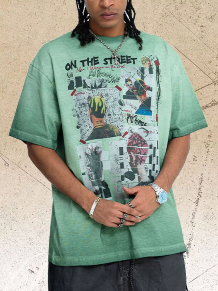 Men's Graphic Round Neck Streetwear T-Shirt