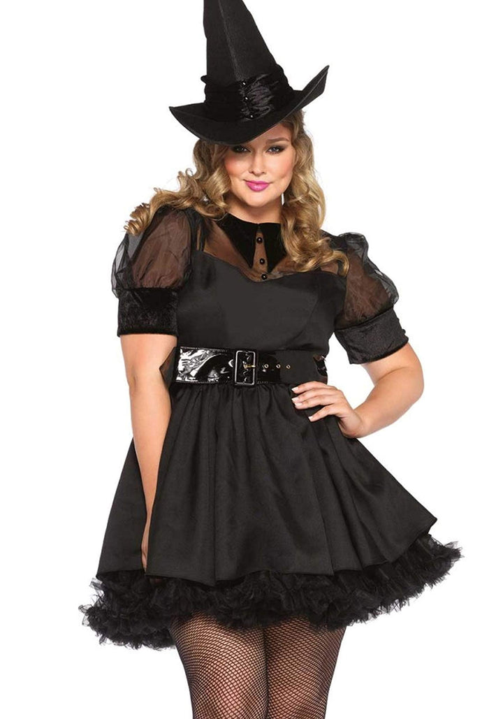 Women's Bewitching Witch Halloween Costume - Pin-Up Style Dress with Hat