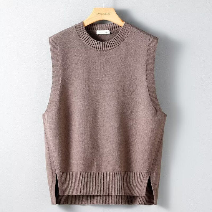 Mens Solid-Color Versatile Split Vest