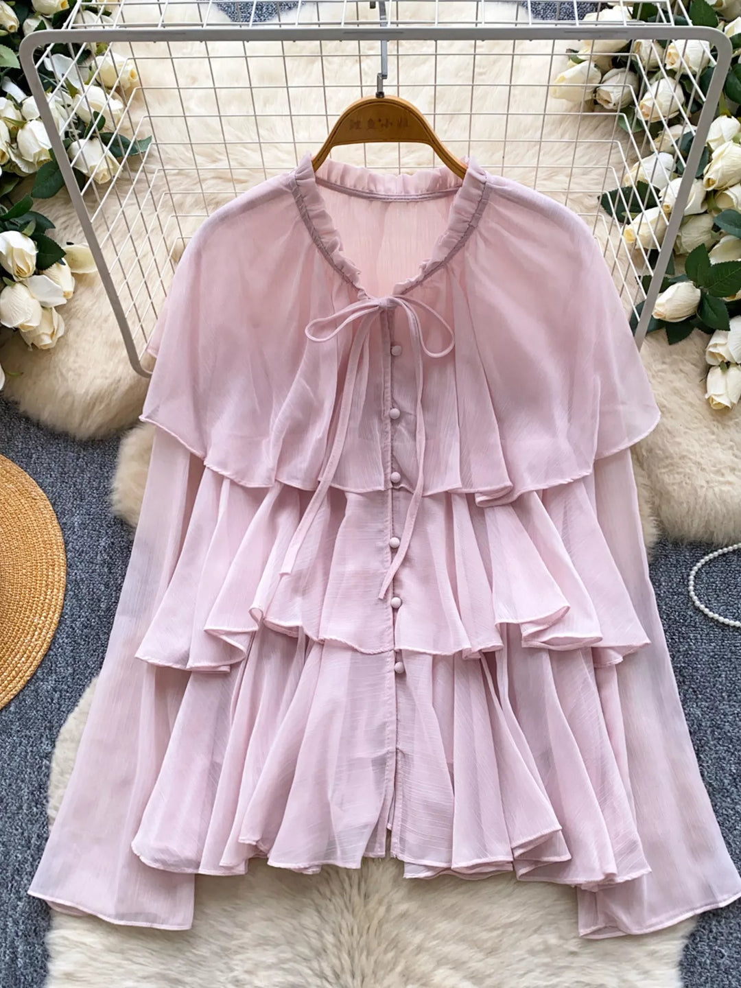 Ruffle Tiered Chiffon Blouse