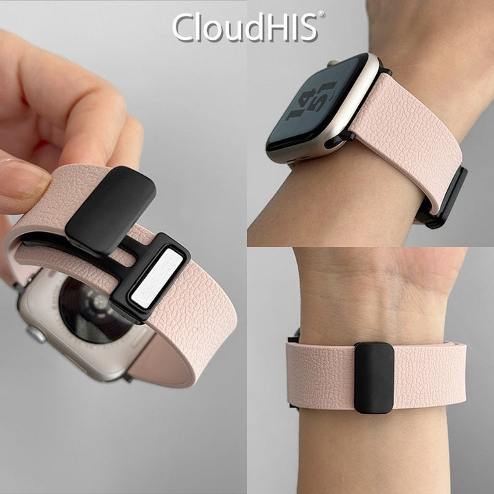 Lychee-pattern Silicone Magnetic Sports Watch Strap