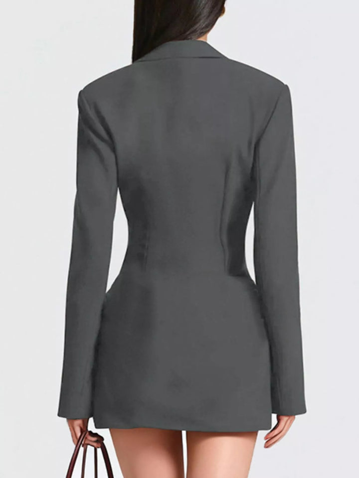 Full Size Blazer-Style Long Sleeve Mini Dress Plus Size
