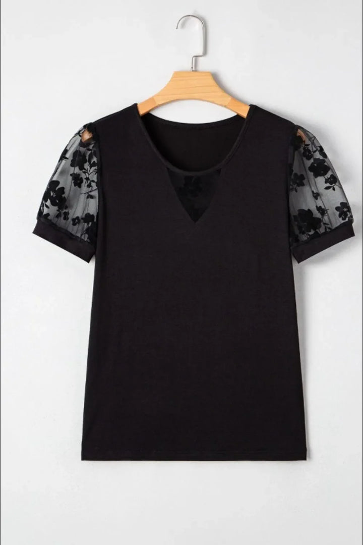 Flora Lace Patchwork Crew Neck Top
