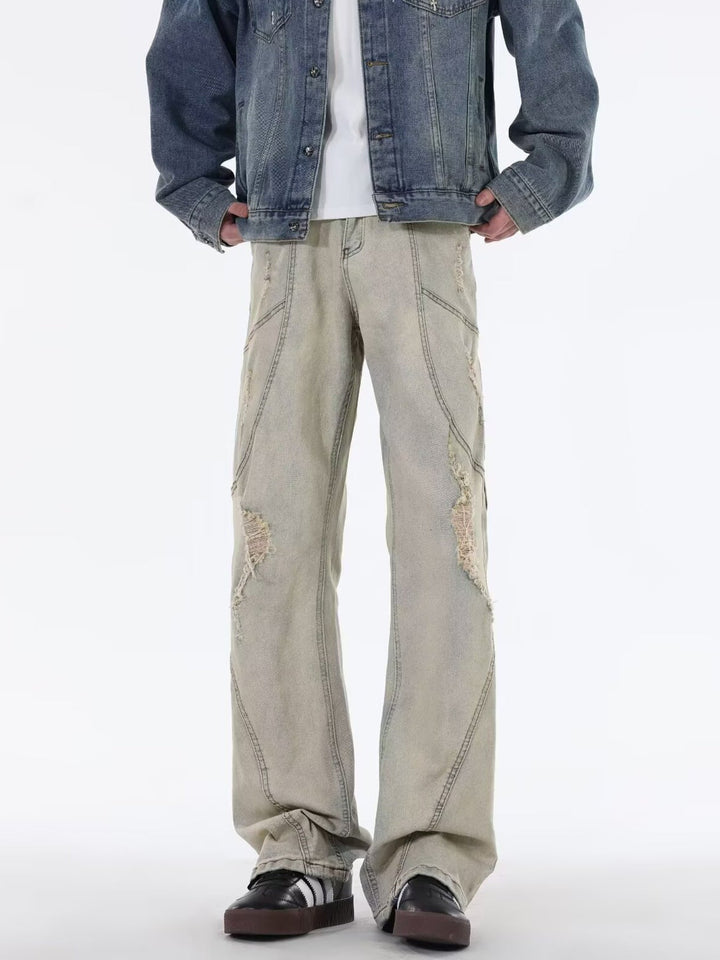 Men's Full Size Ripped Wide Leg Jeans Plus Size