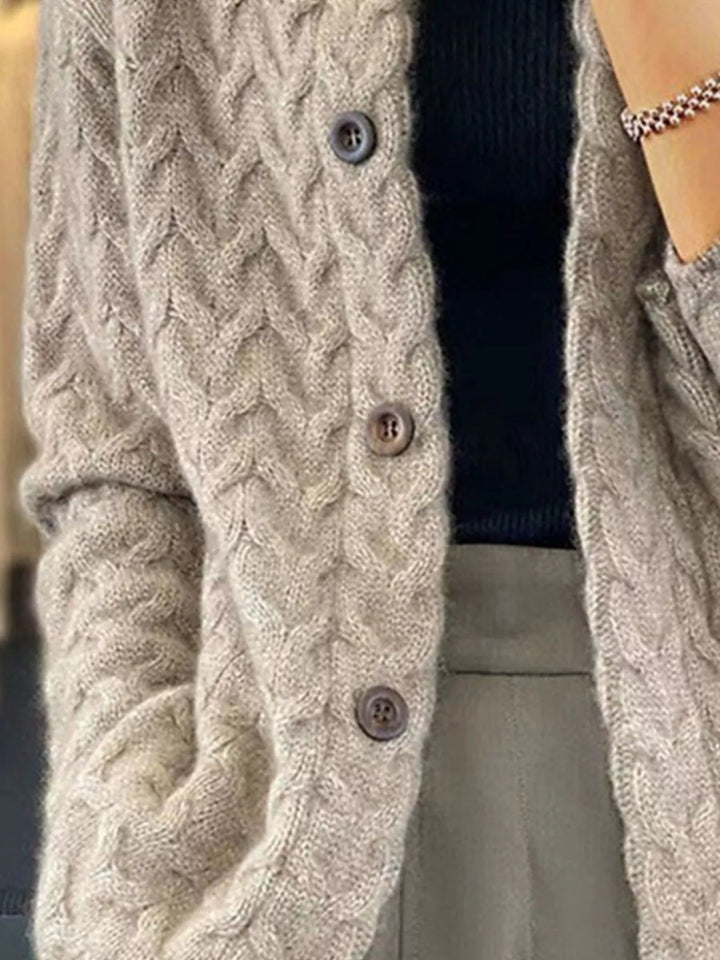 Textured Knit Button-Down Cardigan