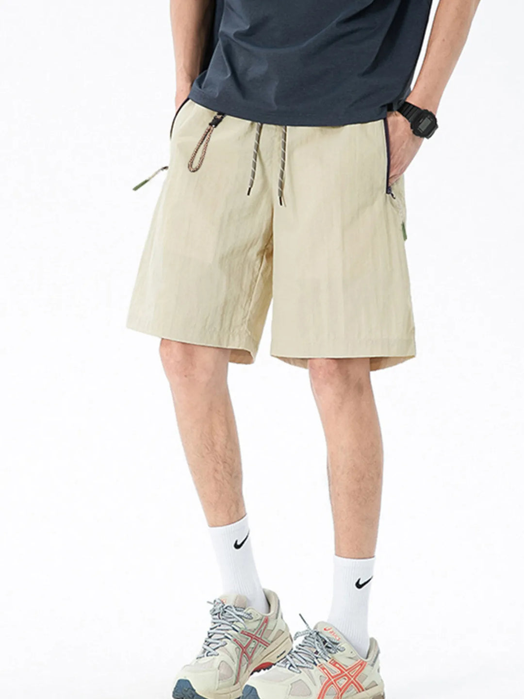 Men's Lightweight Drawstring Shorts with Zipper Pockets