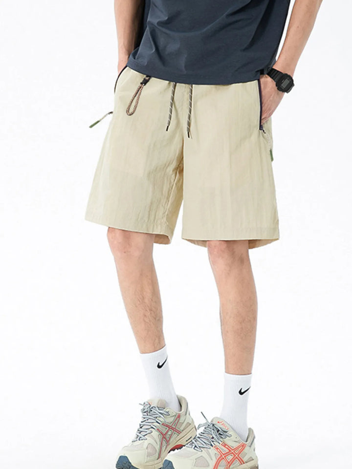 Men's Lightweight Drawstring Shorts with Zipper Pockets