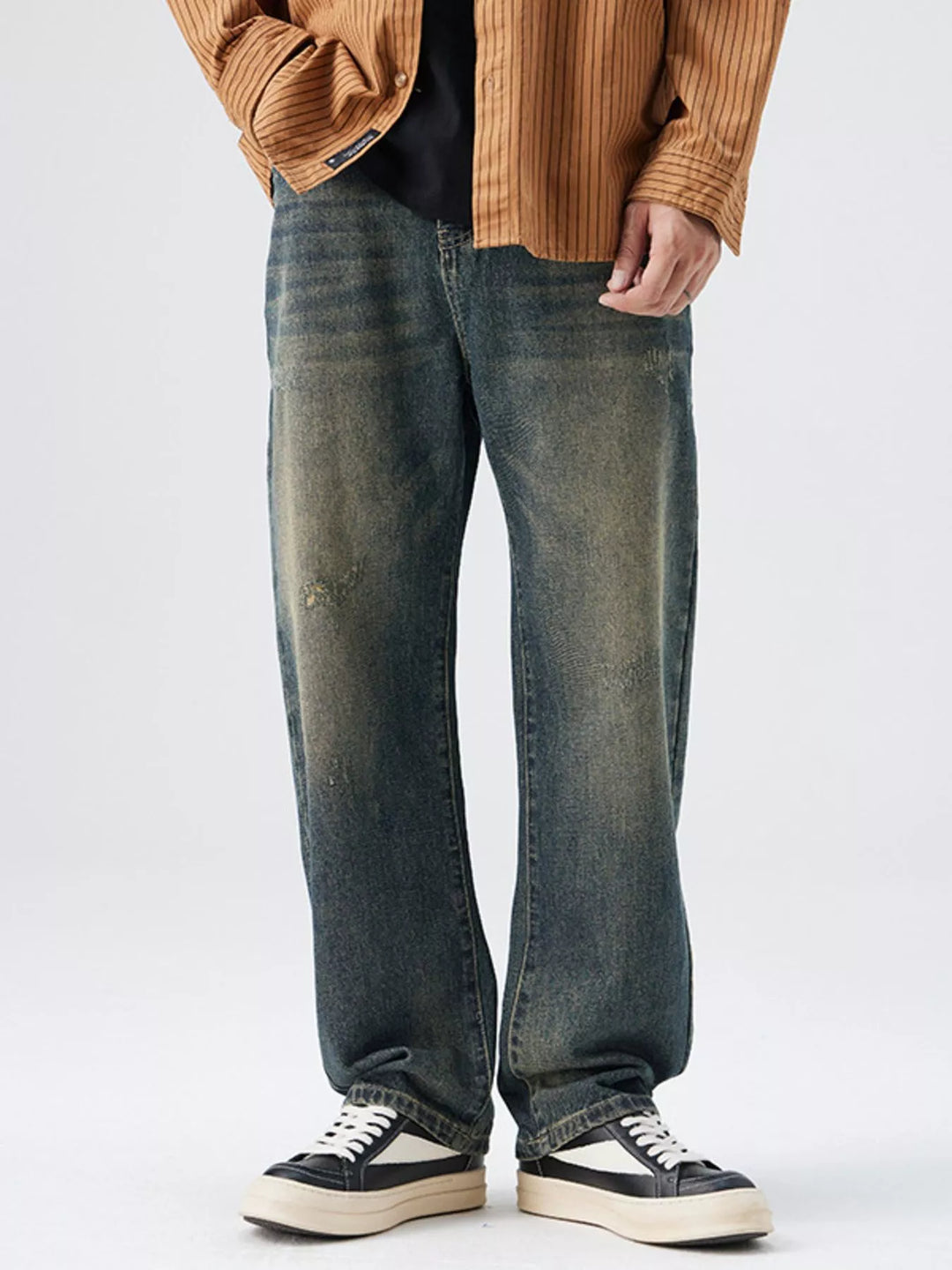 Men's Washed Wide Leg Jeans