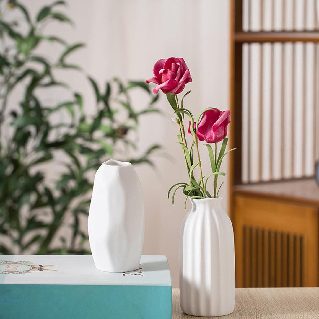 White Ceramic Bud Vases Set of 10 - 5 Inch Small Mini Vases for Flowers Centerpieces Decor