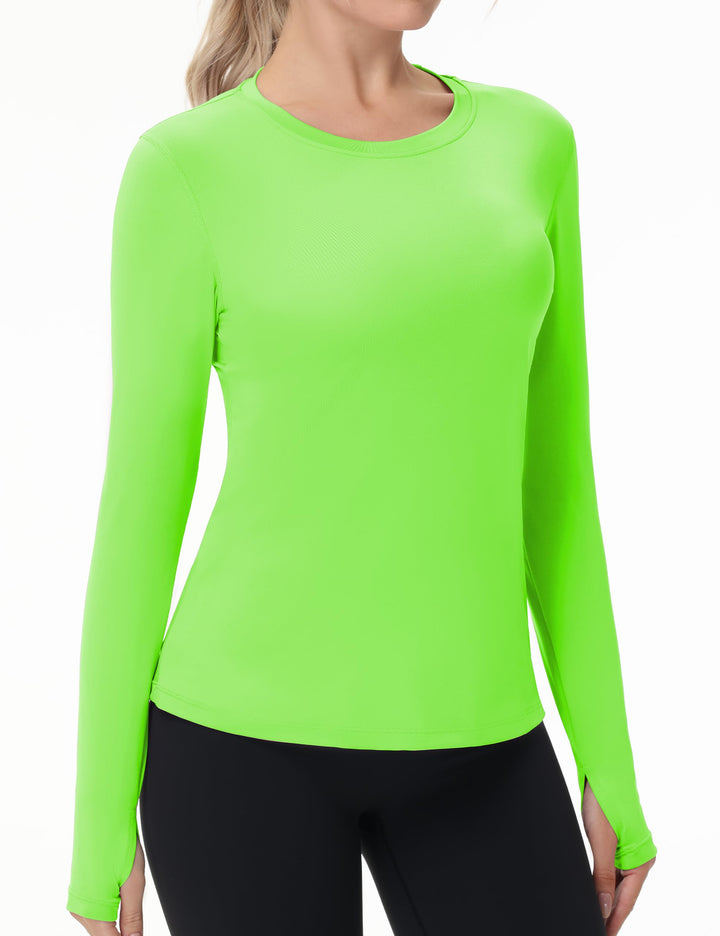 Women's UPF 50+ Sun Protection Long Sleeve Shirt - Athletic Rash Guard with Thumb Holes