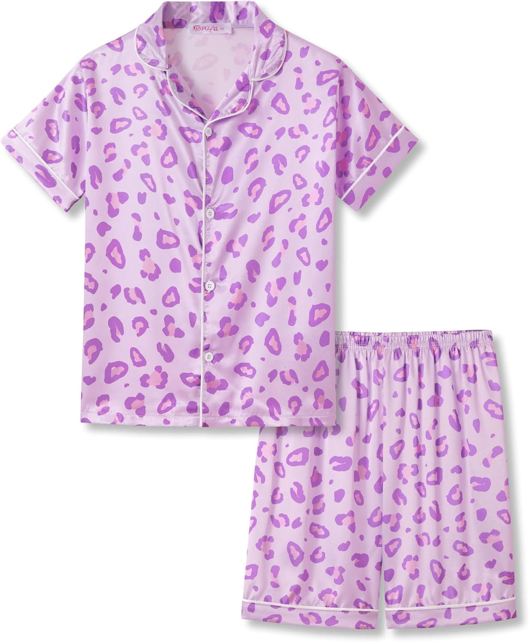 Girls Satin Pajama Set - Silky Button Down PJ with Shorts Size 6-16