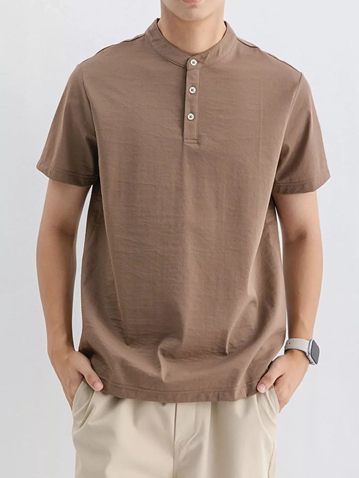 Men's Plus Size Button Detail Short Sleeve Top