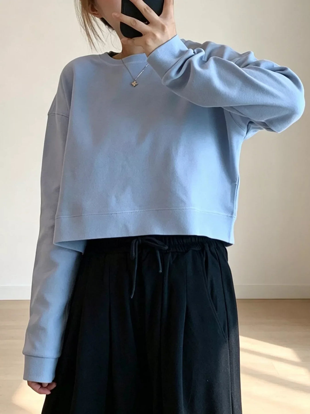 Crew Neck  Drop Shoulder Sweatshirt