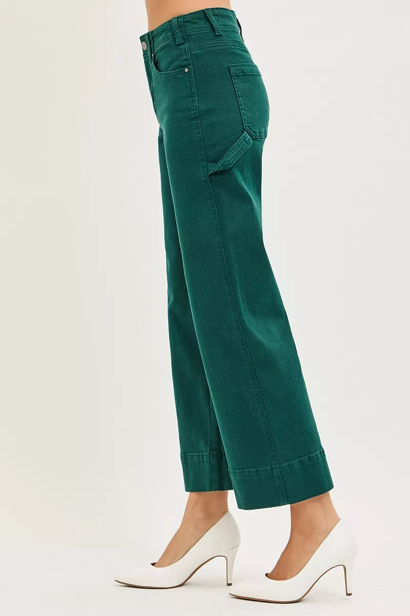 RISEN Tummy Control High Rise Crop Wide No Waist Band Pants