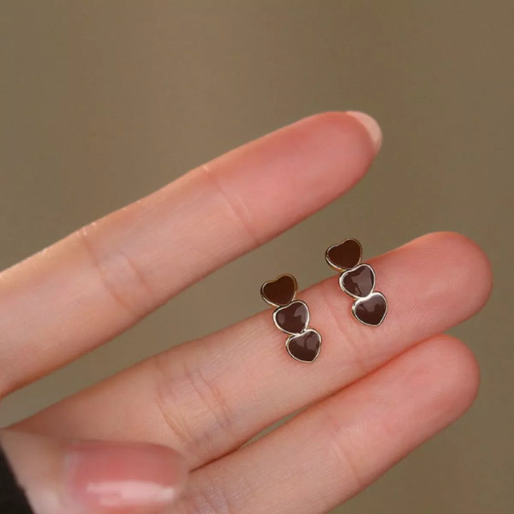 Triple Heart Stud Earrings